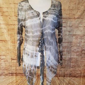 Tye Dyed Tunic Top Crinkled Mesh Les Kaplan